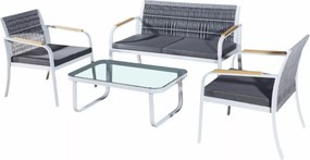 Zestaw mebli ogrodowych z aluminium Vento z plecioną liną - sofa, dwa fotele, stolik kawowy