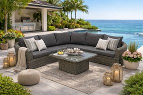 Rattanowy zestaw modułowy BORNEO LUXURY dla 5 osób (szary)