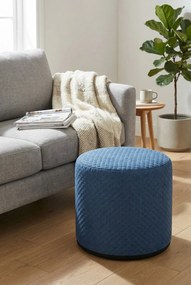 Granatowa okrągła tapicerowana pufa welurowa S8-K37