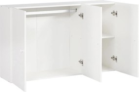 Łóżko mezzanine 90x200 cm - z litego drewna - z 1 szafą, 2 schowkami i schodami do przechowywania - Białe