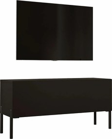 Szafka RTV, Czarny Matowy / Czarny Błyszczący, nogi czarne, 100 x 52 x 32 cm