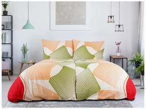 PrzytulneMieszkanie.pl PrzytulneMieszkanie.pl Bawełniana pościel UNILO pomarańczowo-zielona Rozmiar pościeli: 70 x 90 cm | 140 x 200 cm