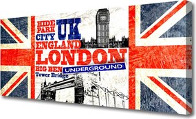 Obraz canvas Brytyjska Flaga i Londyn