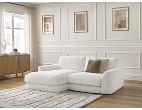 Biały narożnik z tkaniny szenilowej (lewostronny/z szezlongiem) Leonore – Bobochic Paris