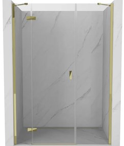 Mexen Mist-H drzwi prysznicowe uchylne lewe 140 cm, transparent, złote - 8A5-140-001-50-00-L