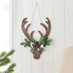 Dekoracja wisząca z motywem renifera, ozdoba bożonarodzeniowa, 34 cm