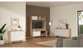 Biało-naturalna komoda w dekorze dębu 147x73x39 cm Ikast – Tvilum