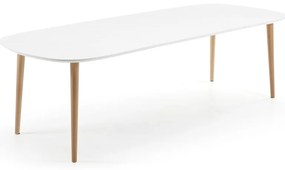 Biały rozkładany stół z białym blatem 100x160 cm Oqui – Kave Home
