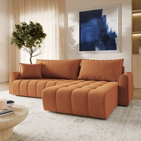 Masseno Narożnik FRIGA z funkcją spania i pojemnikiem na pościel Narozniki L, Rozkładana sofa - Miedziany, ARAGON 56