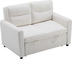 Sofa prosta z aksamitu beżowego - Sofa wypoczynkowa z funkcją rozkładania i regulowanym oparciem - oparcie i podłokietniki