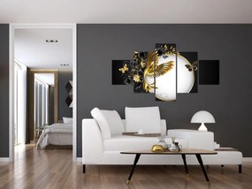 Obraz - Piłka ze złotymi motywami (125x70 cm)