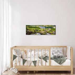 Obraz - Widok na górę Riła (z zegarem) (90x30 cm)
