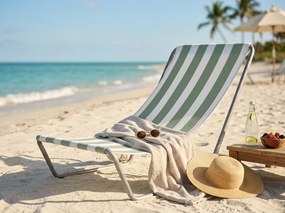 Składany leżak plażowy SAND, jasne zielone paski