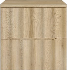 Szafka łazienkowa wisząca prążkowana z półką – Jasny naturalny – 60 cm – ORISO