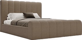 Emporius Valetta łóżko dwuosobowe 180x200 - wyoski przód, pojemnik, tkanina boucle - łóżko sypialniane w nowoczesnym stylu - brązowy (Anthology 5)