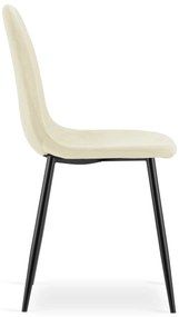 Beżowe aksamitne krzesło COMO z czarnymi nogami