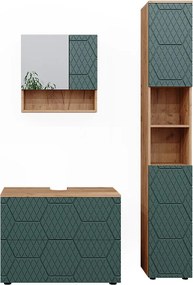 Zestaw mebli łazienkowych zielony/złoty dąb 80x41x58.6 irma