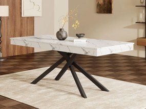 Prostokątny stół rozsuwany 140/180x80x76 cm - Na 6 do 8 osób - Gruby blat - Nogi metalowe - Biały