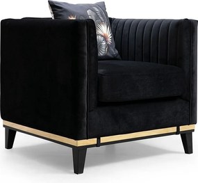 Elegancki fotel, czarne drewno bukowe i płyta wiórowa, 83 x 85 x 75 cm | 100% poliester, 2 poduszki w zestawie | Elegancki design dla hoteli i nowoczesnego salonu