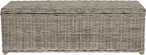 Skrzynia do przechowywania GAO z drewna kubu – 130 × 45 × 44 cm (dł. × szer. × wys.) – kolor szary naturalny