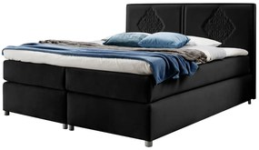 Czarne welurowe łóżko kontynentalne z zagłówkiem 5 rozmiarów W2-G12