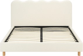 Łóżko Tapicerowane 180x200 cm IZMIR ze Stelażem Dwuosobowe Boucle Kremowe