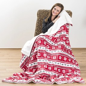 4Home Koc z barankiem Zimowy sen czerwony, 150 x 200 cm