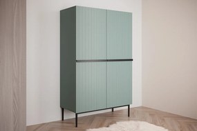 Kredens Nicole z metalowymi uchwytami i nogami 100 cm - szałwia / czarne nóżki - Limitowana oferta