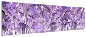 Obraz - Fioletowe liście w gipsie (170x50 cm)