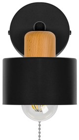 Czarny kinkiet LED SHWD-BU1010SC jednopunktowy z metalu i drewna z włą