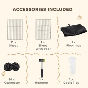 PawHut Wybieg dla małych zwierząt z 12 panelami, klatka dla królików, świnek morskich, 120x60x40 cm, czarny | Aosom PL