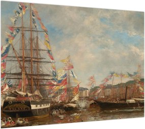 Obraz - Eugène Boudin, Festival in the Harbor of Honfleur, reprodukcje (70x50 cm)