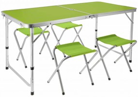 Zielony składany stolik ogrodowy z 4 taboretami L4-D72