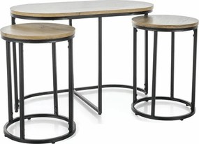 Stolik kawowy TWIXE z pomocniczymi stolikami 75x40 cm, czarny/dekor dąb artisan