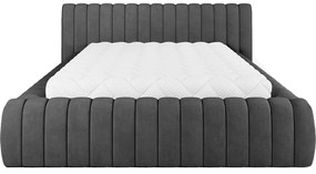 Ciemnoszare tapicerowane łóżko dwuosobowe ze schowkiem ze stelażem 140x200 cm Carilla – ELTAP