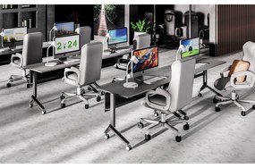 Mobilny stół PRIMO MOVE, 1800 x 600 mm, podstawa biała, szary