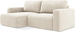 Narożnik lewostronny z funkcją spania - z tkaniny szenilowej - jasny beż - KONA