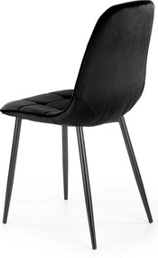 Krzesło Pikowane Welurowe Velvet czarne, czarne nogi, oparcie W160