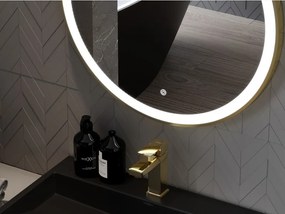 Mexen Esso lustro łazienkowe podświetlane, okragłe 70 cm, LED 6000K, antypara, rama złota - 9825-070-070-611-50