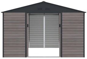 Wiata ogrodowa ADELMO ze stali galwanizowanej, drewnopodobnej – kolor szary – 10,98 m²