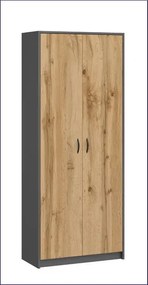 Szafa dwudrzwiowa z półkami antracyt + dąb wotan S3-F73