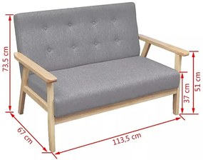 Jasnoszara sofa 2-osobowa - Sybis