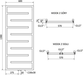 Mexen Orlando grzejnik dekoracyjny 1380 x 600 mm, 445 W, biały - W207-1380-600-00-20