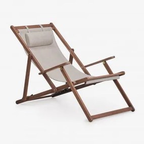 Zestaw 2 Składanych Leżaków Z Poduszką Z Drewna Akacjowego Rondonia Orzech Laskowy Brązowy - Sklum