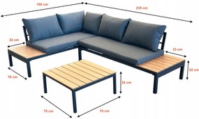 Zestaw mebli ogrodowych narożnik i stolik Tenerife MAS-XL-03, szary