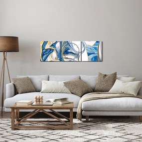 Obraz - Fale z marmuru (z zegarem) (90x30 cm)