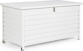 Skrzynia ogrodowa z białego aluminium, z kółkami - BURGOS
