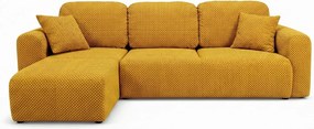 Stylowy narożnik rozkładany lewostronny BINGO L 245x148x87 cm w tkaninie Pop 7 żółtej