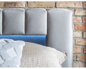 Jasnoszare tapicerowane łóżko dwuosobowe ze schowkiem ze stelażem 140x200 cm Lamica – ELTAP