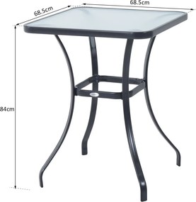 Outsunny Stół Ogrodowy Bistro z Szkła Hartowanego i Metalu Czarny Kwadratowy 68 5x68 5x84 cm Elegancki | Aosom PL